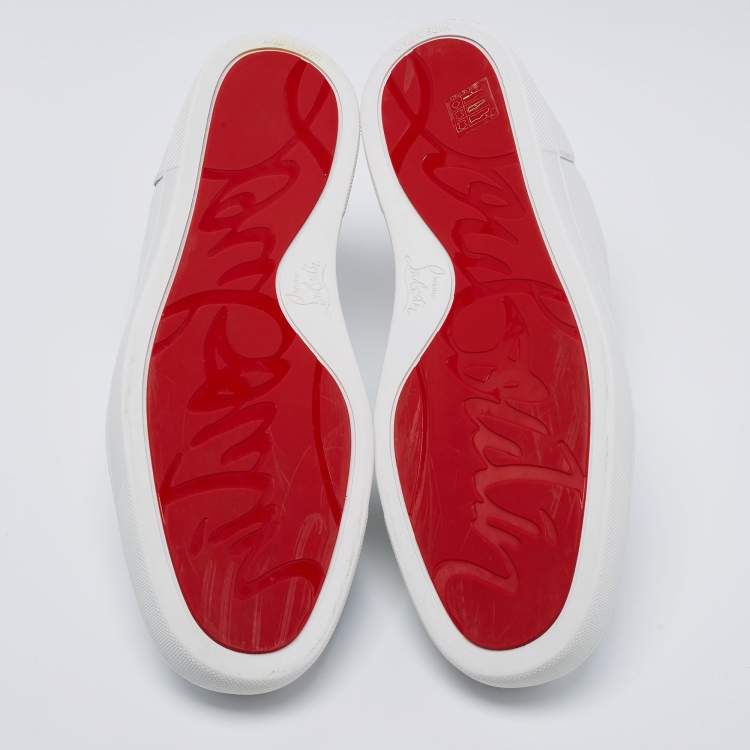 Pre Owned Christian Louboutin White Leather Louis Junior Low-Top Sneakers Size 44 