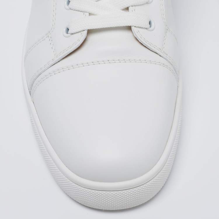 Pre Owned Christian Louboutin White Leather Louis Junior Low-Top Sneakers Size 44 
