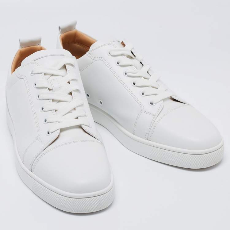 Pre Owned Christian Louboutin White Leather Louis Junior Low-Top Sneakers Size 44 