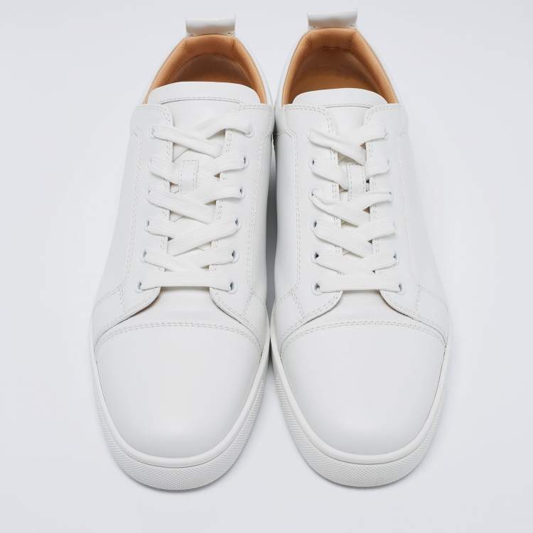 Pre Owned Christian Louboutin White Leather Louis Junior Low-Top Sneakers Size 44 