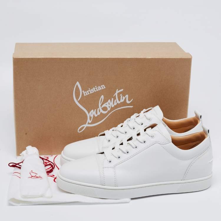 Pre Owned Christian Louboutin White Leather Louis Junior Low-Top Sneakers Size 44 