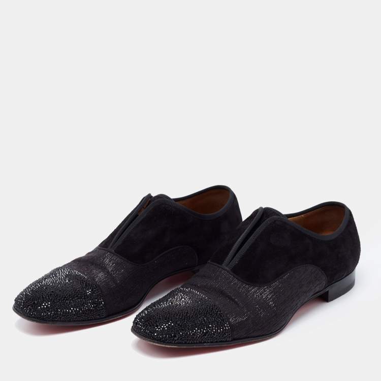 Alpha Male Velour Oxford Shoes in Black - Christian Louboutin