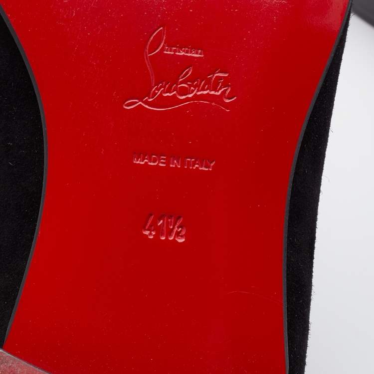Pre Owned Christian Louboutin Black Velvet Spooky Spiked Toe Cap Smoking Slippers 41.5