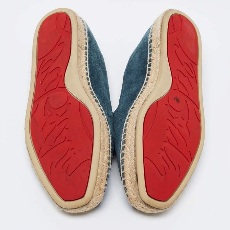 Pre Owned Christian Louboutin Blue Suede Nanou Orlato Espadrille Flats Size 40