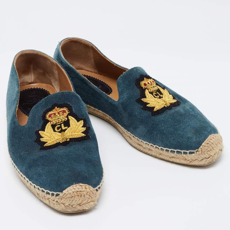 Pre Owned Christian Louboutin Blue Suede Nanou Orlato Espadrille Flats Size 40