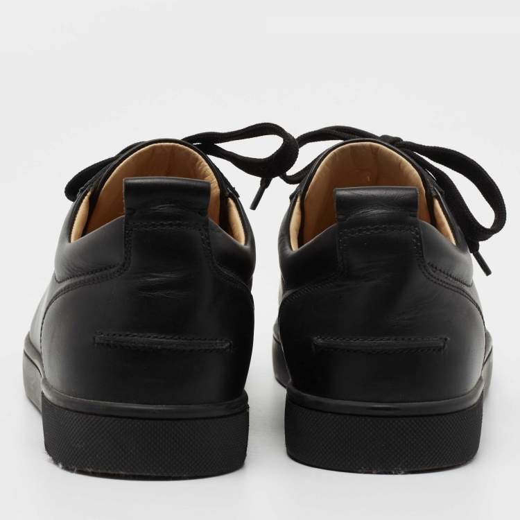 Pre Owned ChrIstian Louboutin Black Leather Louis Junior Spikes Sneakers Size 41