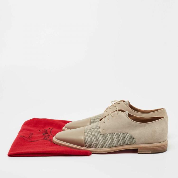 Pre Owned Christian Louboutin Grey Suede and Leather Oxfords Size 45.5