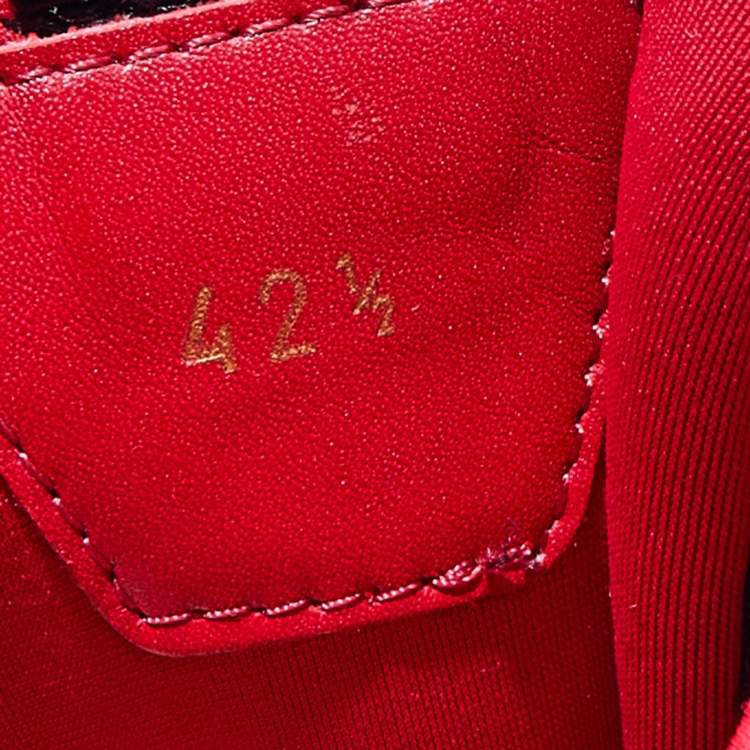 Pre Owned Christian Louboutin Black Leather and Neoprene Red Runner Low Top Sneakers Size 42.5