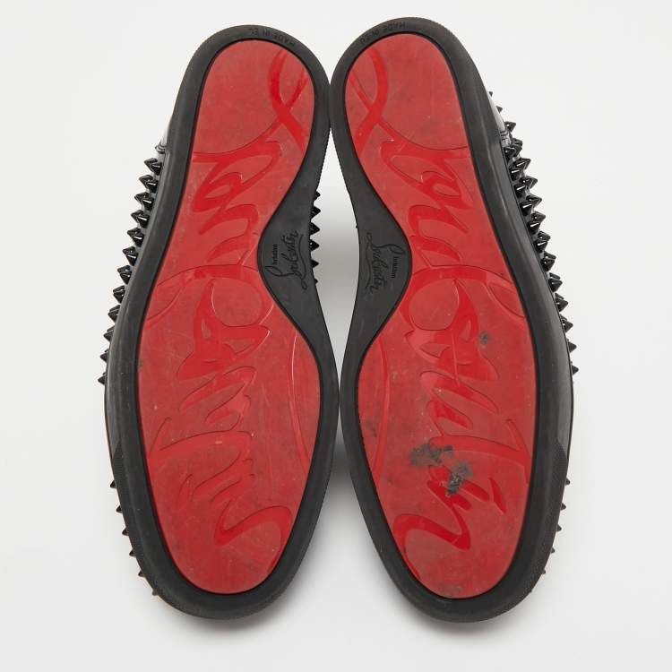 Pre Owned Christian Louboutin Black Patent  louis Spikes High Top Sneakers Size 40