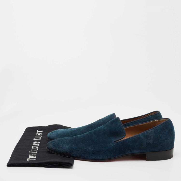 Pre Owned Christian Louboutin Blue Suede Dandelion Smoking Slippers Size 41