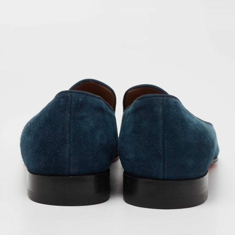Pre Owned Christian Louboutin Blue Suede Dandelion Smoking Slippers Size 41
