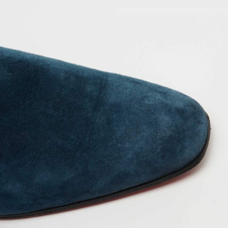 Pre Owned Christian Louboutin Blue Suede Dandelion Smoking Slippers Size 41