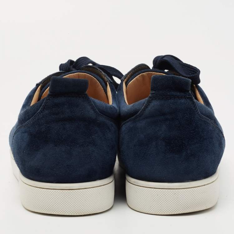 Pre Owned Christian Louboutin Navy Blue Suede Louis Spike Low Top Sneakers Size 44