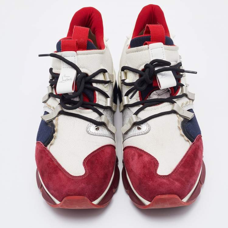 مملوكة مسبقًا Christian Louboutin Multicolor Leather and Fabric Donna Runner Sneakers Size 43
