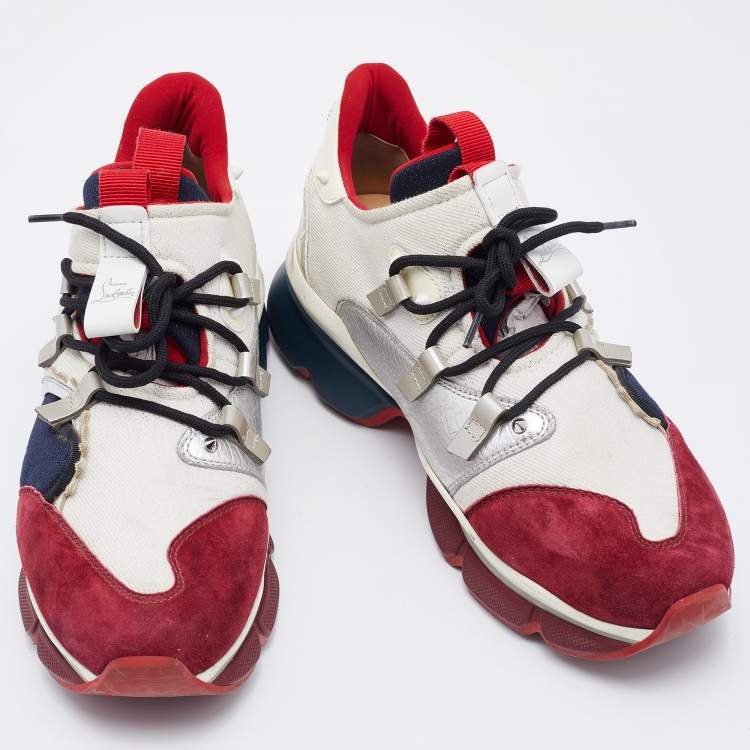 مملوكة مسبقًا Christian Louboutin Multicolor Leather and Fabric Donna Runner Sneakers Size 43