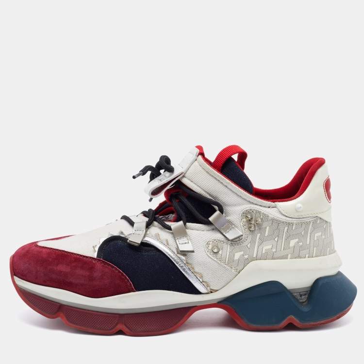 مملوكة مسبقًا Christian Louboutin Multicolor Leather and Fabric Donna Runner Sneakers Size 43