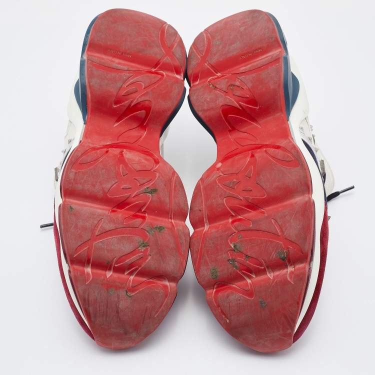 مملوكة مسبقًا Christian Louboutin Multicolor Leather and Fabric Donna Runner Sneakers Size 43