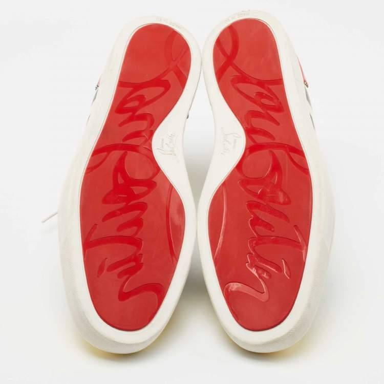 Pre Owned Christian Louboutin Multicolor Patent Leather Rantus Stripes High Top Sneakers Size 45.5