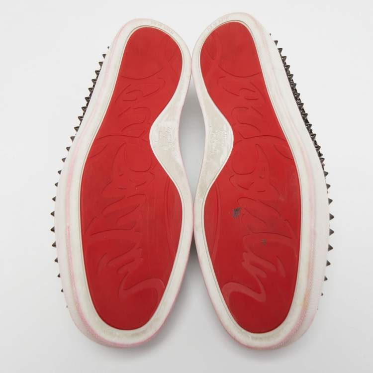 Pre Owned Christian Louboutin Metallic Brown Python Pik Boat Slip On Sneakers Size 42.5  