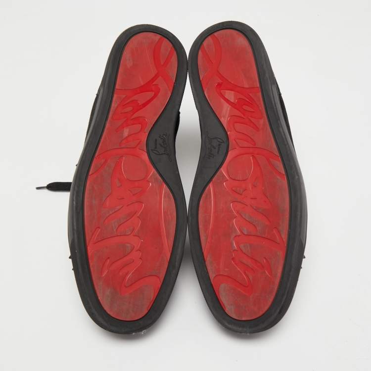 Pre Owned Christian Louboutin Black Suede Lou Spikes High Top Sneakers Size 44