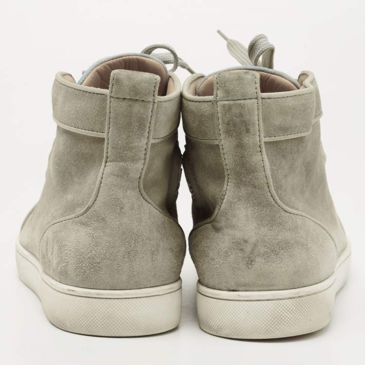 Pre Owned Christian Louboutin Grey Suede Louis Orlato High Top Sneakers Size 41.5 