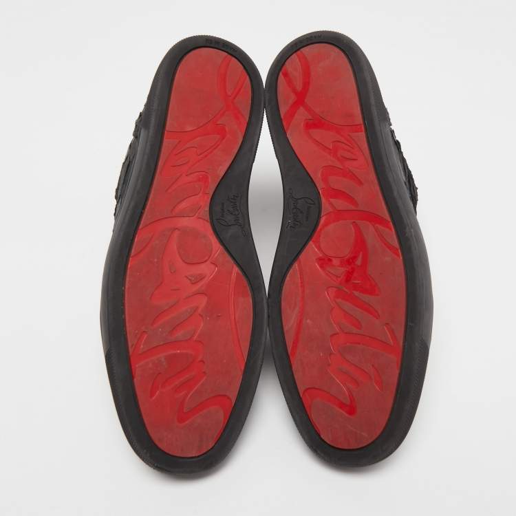 Pre Owned Christian Louboutin Black Python Louis Orlato High Top Sneakers Size 41.5  