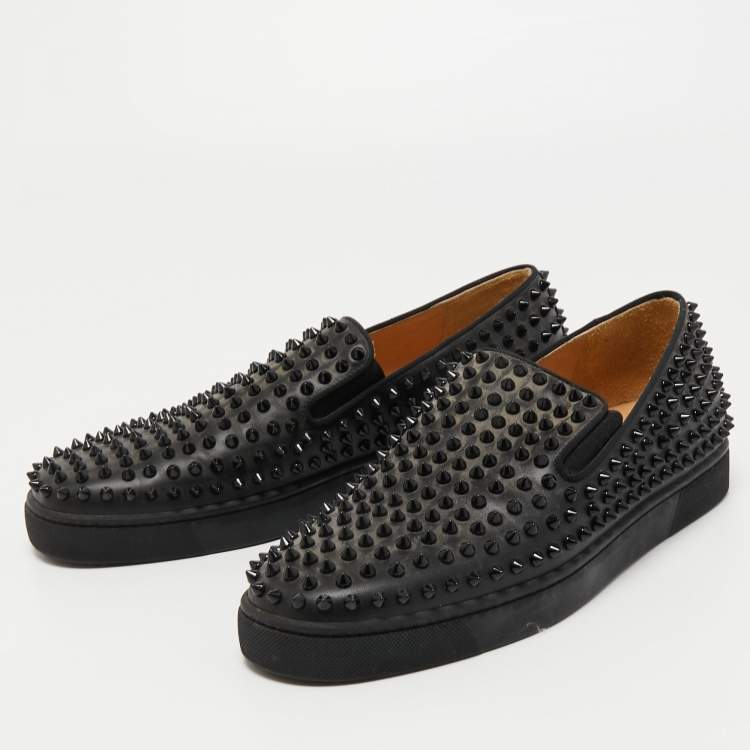 Christian Louboutin Men's Roller-Boat Patent Leather Slip-On Sneakers