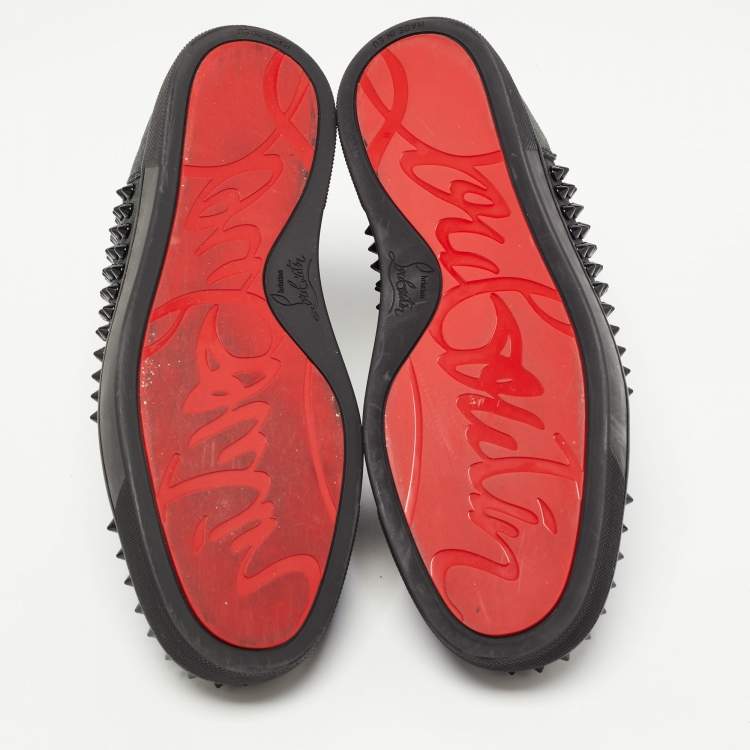 Pre Owned Christian Louboutin Black Suede Spike Louis Orlato High Top Sneakers Size 40