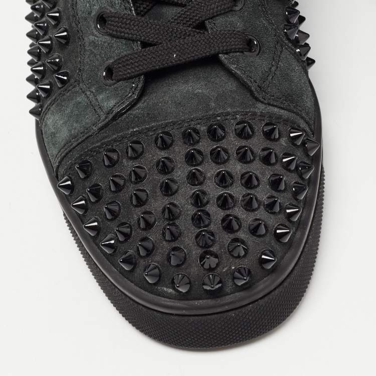 Pre Owned Christian Louboutin Black Suede Spike Louis Orlato High Top Sneakers Size 40