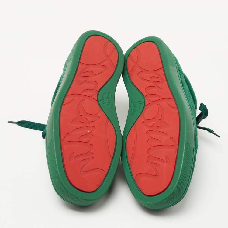 Pre Owned Christian Louboutin Green Suede Louis Junior Sneakers Size 40 