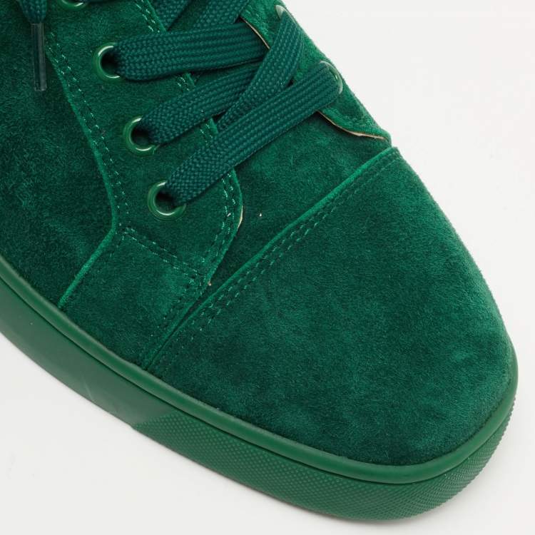 Pre Owned Christian Louboutin Green Suede Louis Junior Sneakers Size 40 