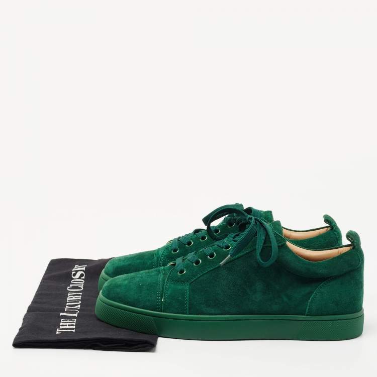 Pre Owned Christian Louboutin Green Suede Louis Junior Sneakers Size 40 
