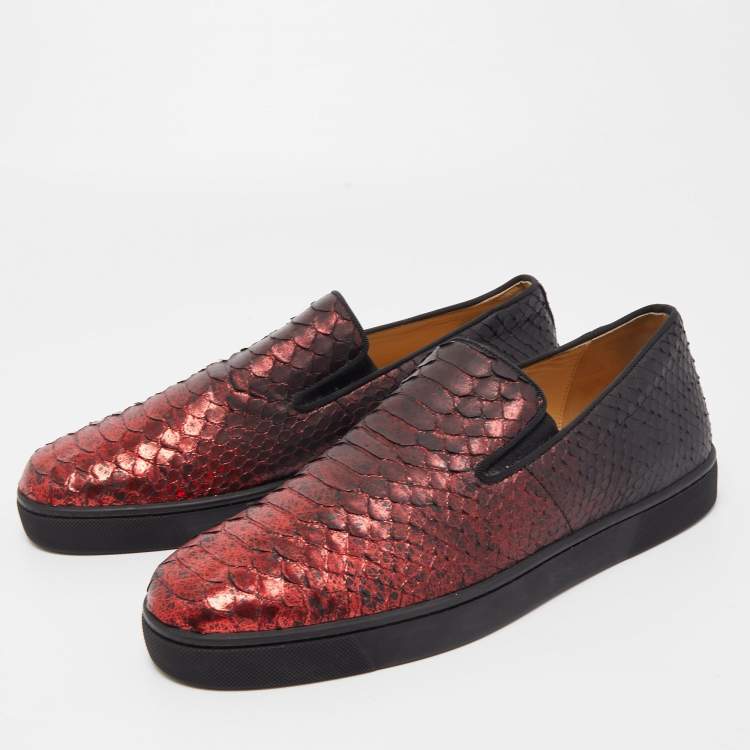 【関税込み】Christian Louboutin Sneakers & Slip-On Christian Louboutin Black/Metallic Red Python Slip On