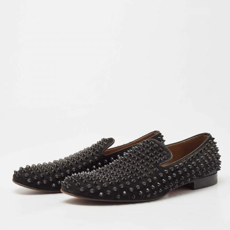 Christian Louboutin Black Dandelion Spikes Smoking Slippers Size