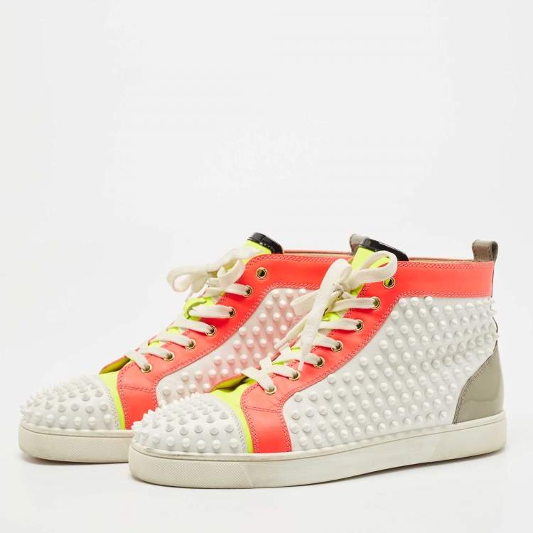 Christian Louboutin Tricolor Patent and Leather Louis Spikes High Top  Sneakers Size 44 Christian Louboutin