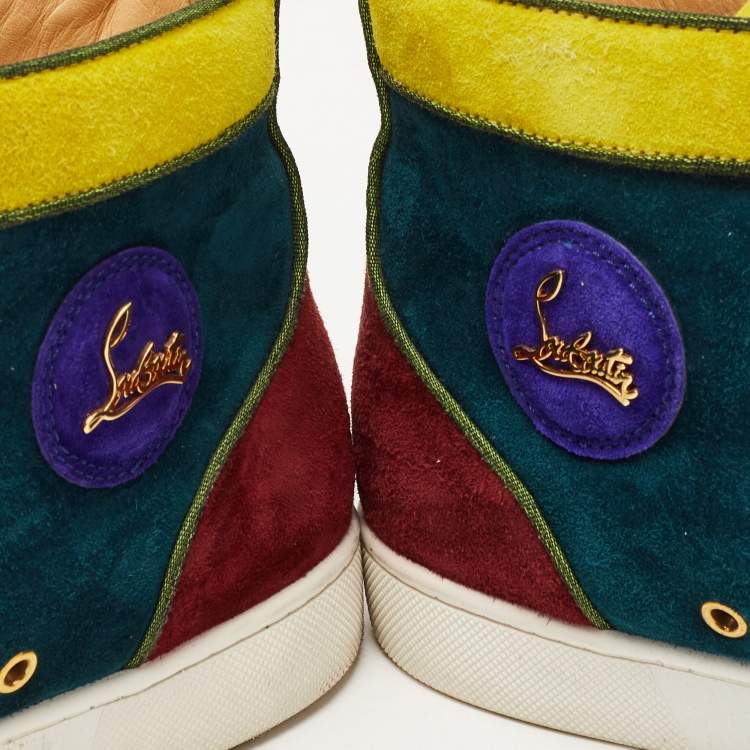 Pre Owned Christian Louboutin Tricolor Suede And Leather Rantus Orlato High Top Sneakers Size 43