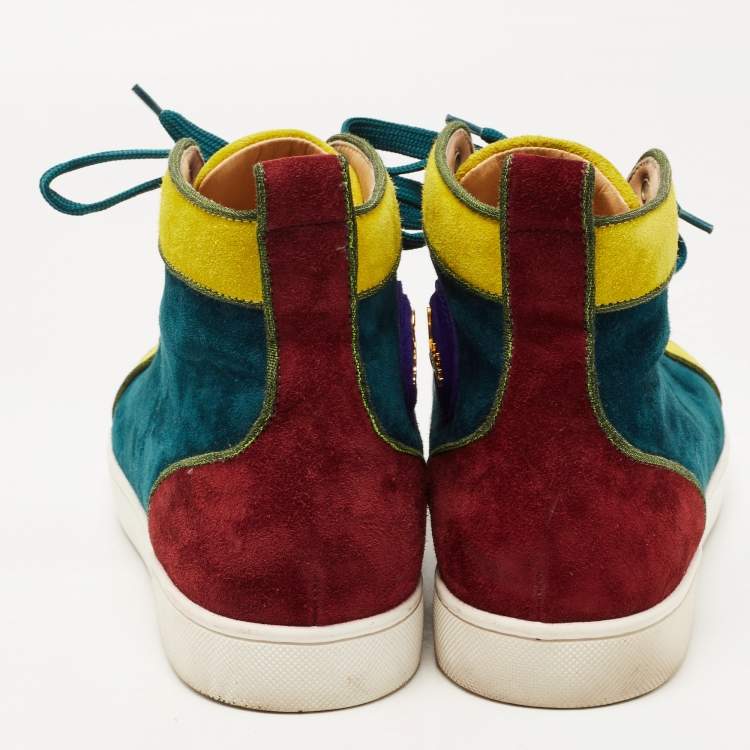 Pre Owned Christian Louboutin Tricolor Suede And Leather Rantus Orlato High Top Sneakers Size 43