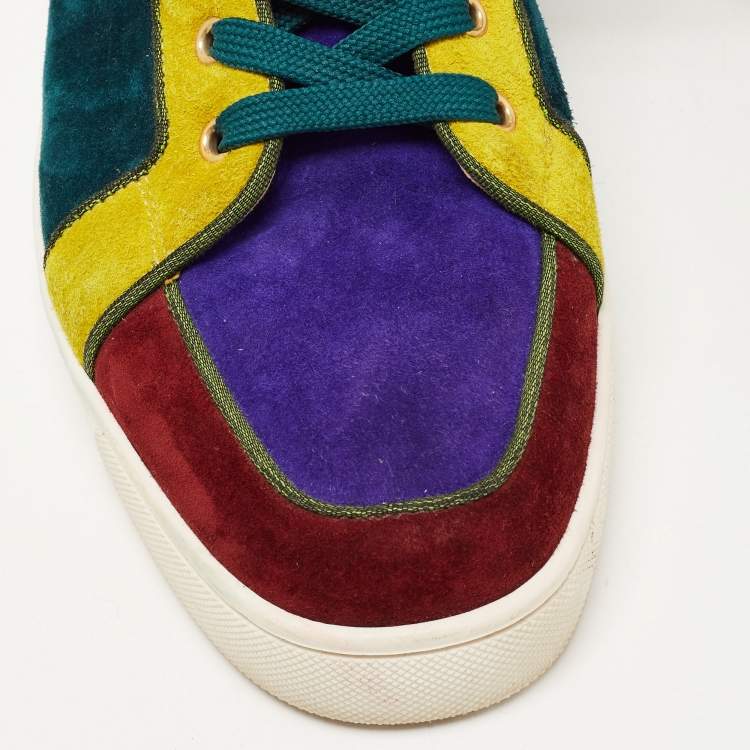 Pre Owned Christian Louboutin Tricolor Suede And Leather Rantus Orlato High Top Sneakers Size 43