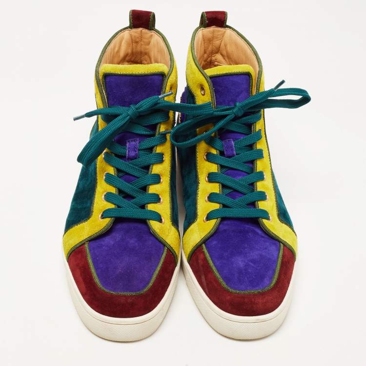 Pre Owned Christian Louboutin Tricolor Suede And Leather Rantus Orlato High Top Sneakers Size 43