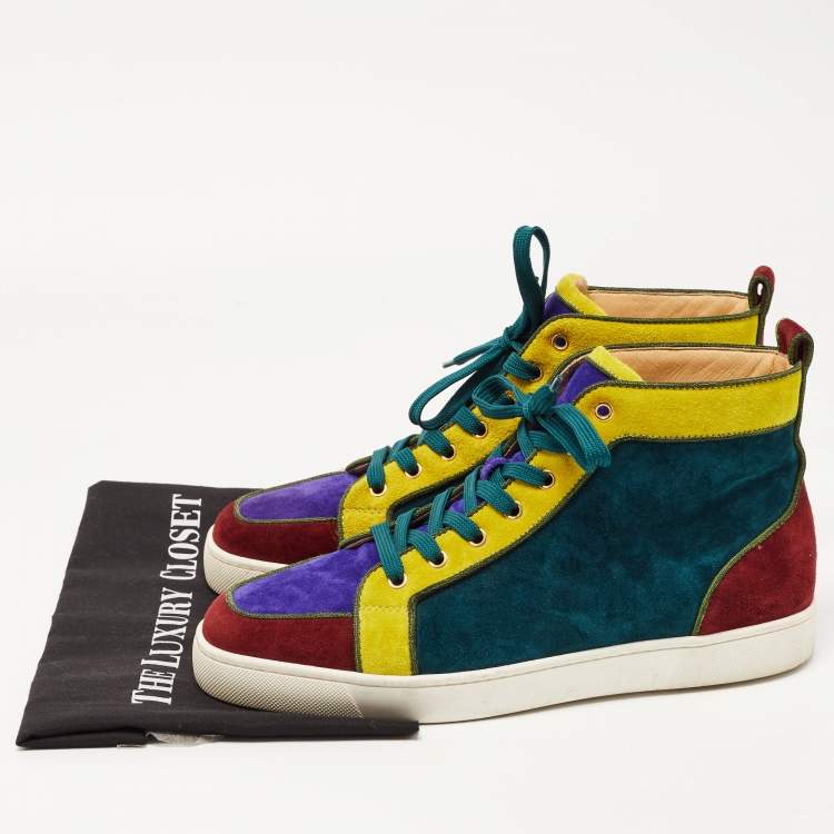 Pre Owned Christian Louboutin Tricolor Suede And Leather Rantus Orlato High Top Sneakers Size 43