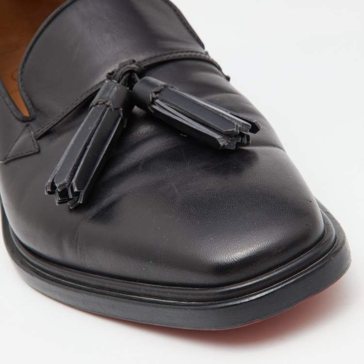 Pre Owned Christian Louboutin Black Leather Dandelion Taseel Loafers Size 41