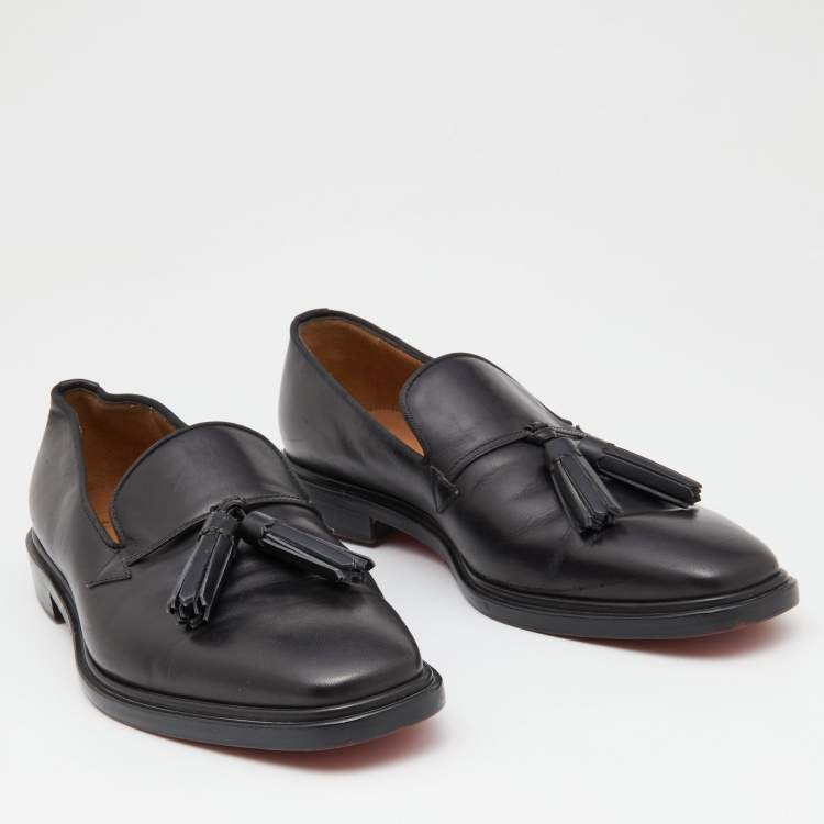 Pre Owned Christian Louboutin Black Leather Dandelion Taseel Loafers Size 41