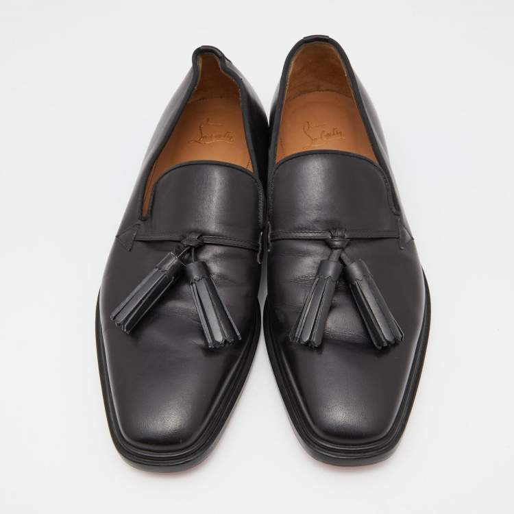 Pre Owned Christian Louboutin Black Leather Dandelion Taseel Loafers Size 41