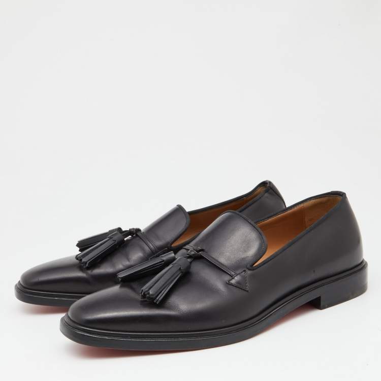 Pre Owned Christian Louboutin Black Leather Dandelion Taseel Loafers Size 41