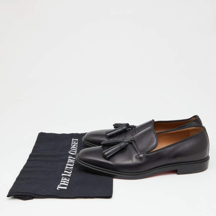 Pre Owned Christian Louboutin Black Leather Dandelion Taseel Loafers Size 41