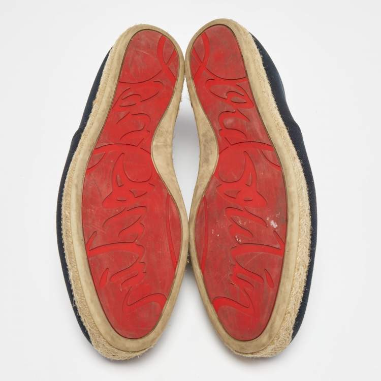 Pre Owned Christian Louboutin Navy Blue Canvas Cario Loubi Espadrilles Size 45