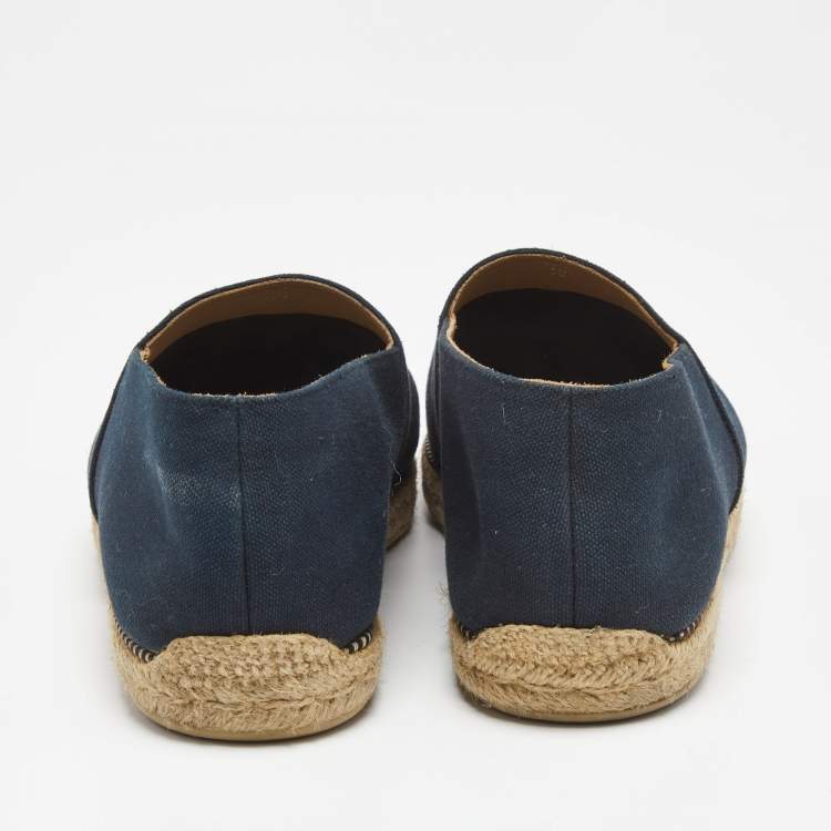 Pre Owned Christian Louboutin Navy Blue Canvas Cario Loubi Espadrilles Size 45
