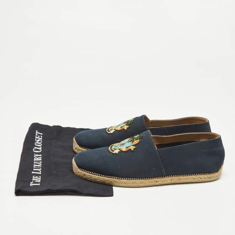 Pre Owned Christian Louboutin Navy Blue Canvas Cario Loubi Espadrilles Size 45