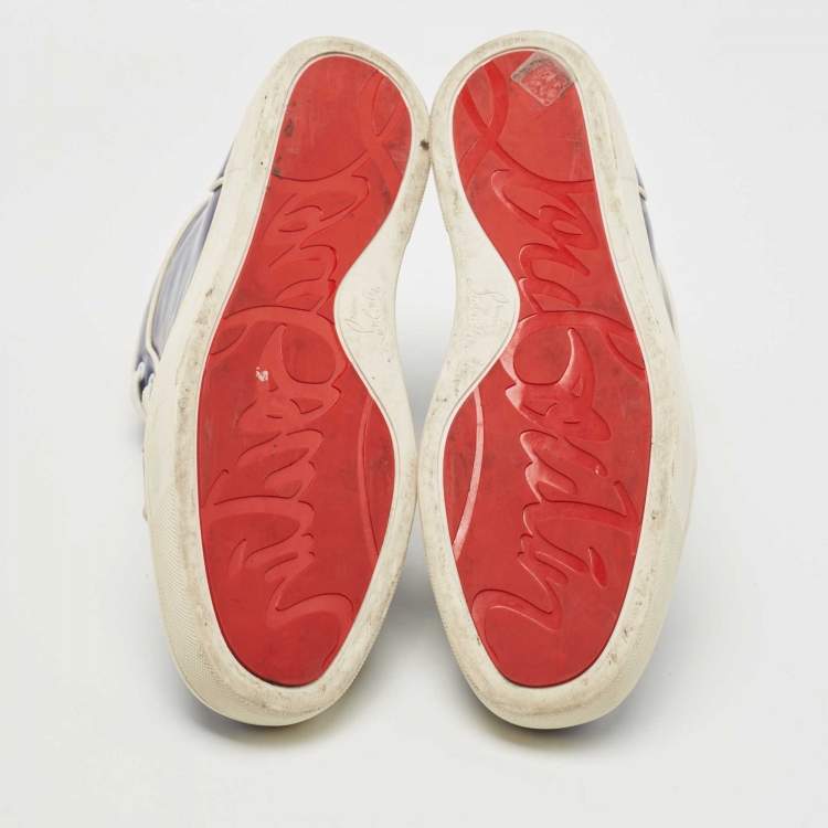 Pre Owned Christian Louboutin Blue Patent Leather Rantus Orlato High Top Sneakers Size 44