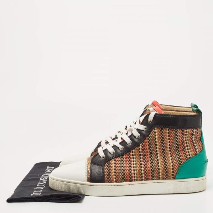 Pre Owned Christian Louboutin Multicolor Woven Leather Louis Orlato High Top Sneakers Size 45